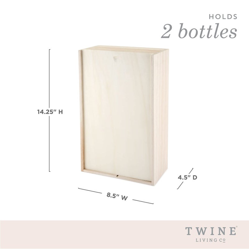 Twine Single Wooden Wine Box with Sliding Lid - Wine & Champagne Wooden Bottle Gift Box, Paulownia Wood Grain Liquor Storage Box fits 2 Bottles - Image 3